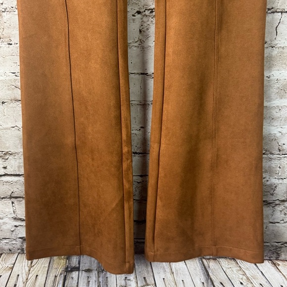 Spanx Women's Small Faux Suede Flare Pants Rich Caramel Festival Concert Stretch - Picture 7 of 13